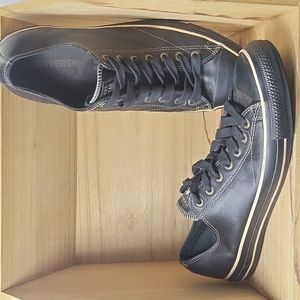Converse Nero Pelle Chuck Taylor All Star Ox Europeo Sneakers Leather